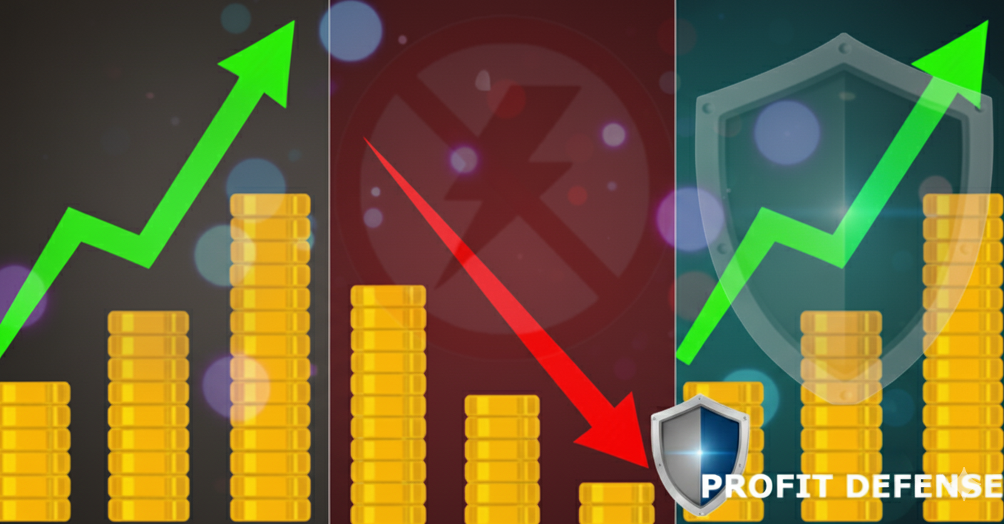 Gráfico mostrando la defensa de ganancias contra pérdidas